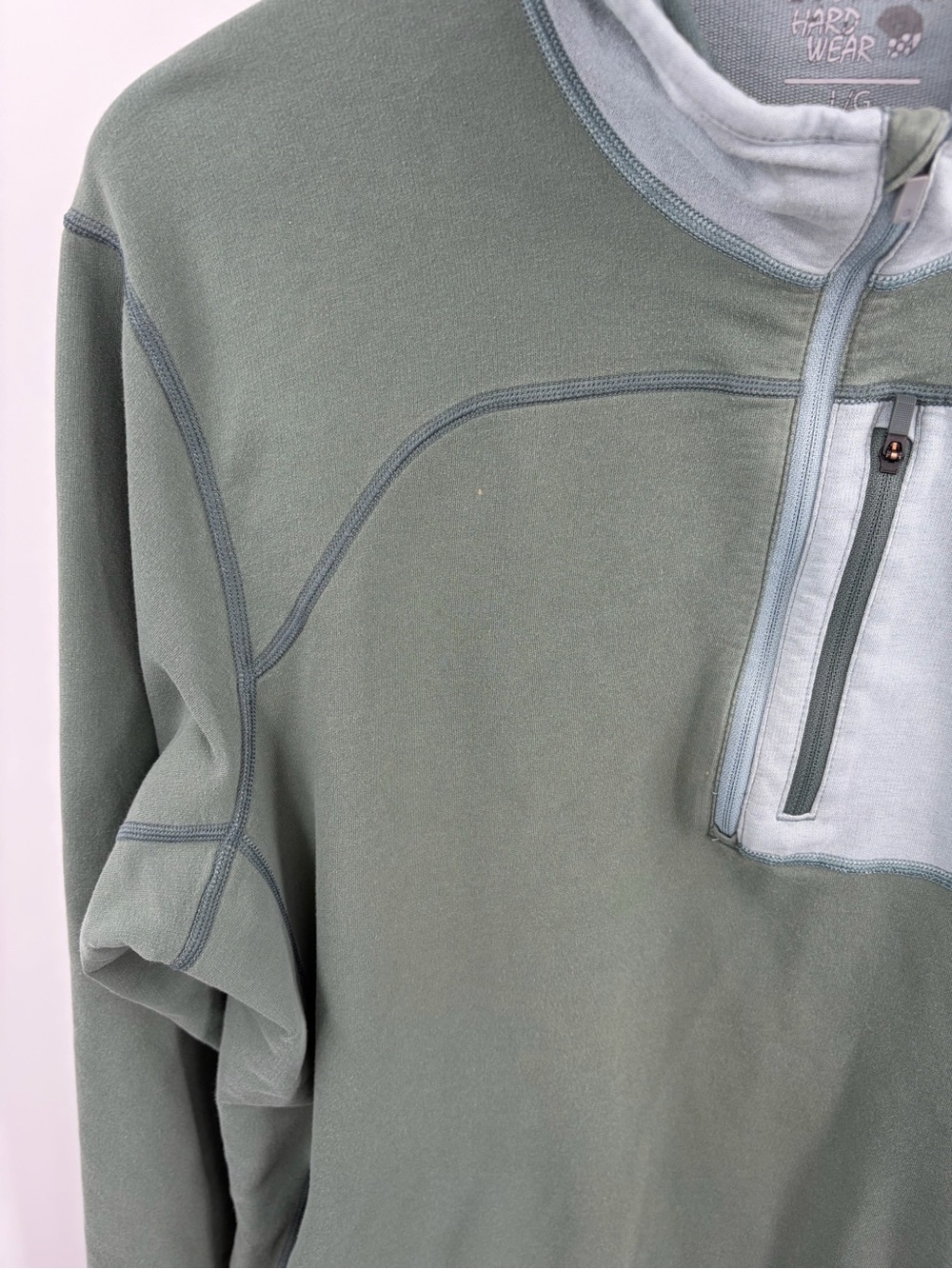 Mountain Hardware 1/4 zip sage green pullover hoodie sweatshirt men’s L hiking - Picture 4 of 6